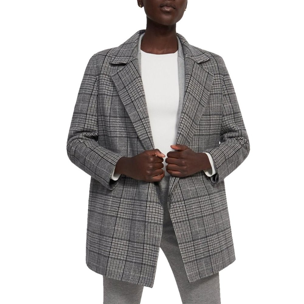 Theory Clairene double-face plaid jacket in grey, Size P, Like new